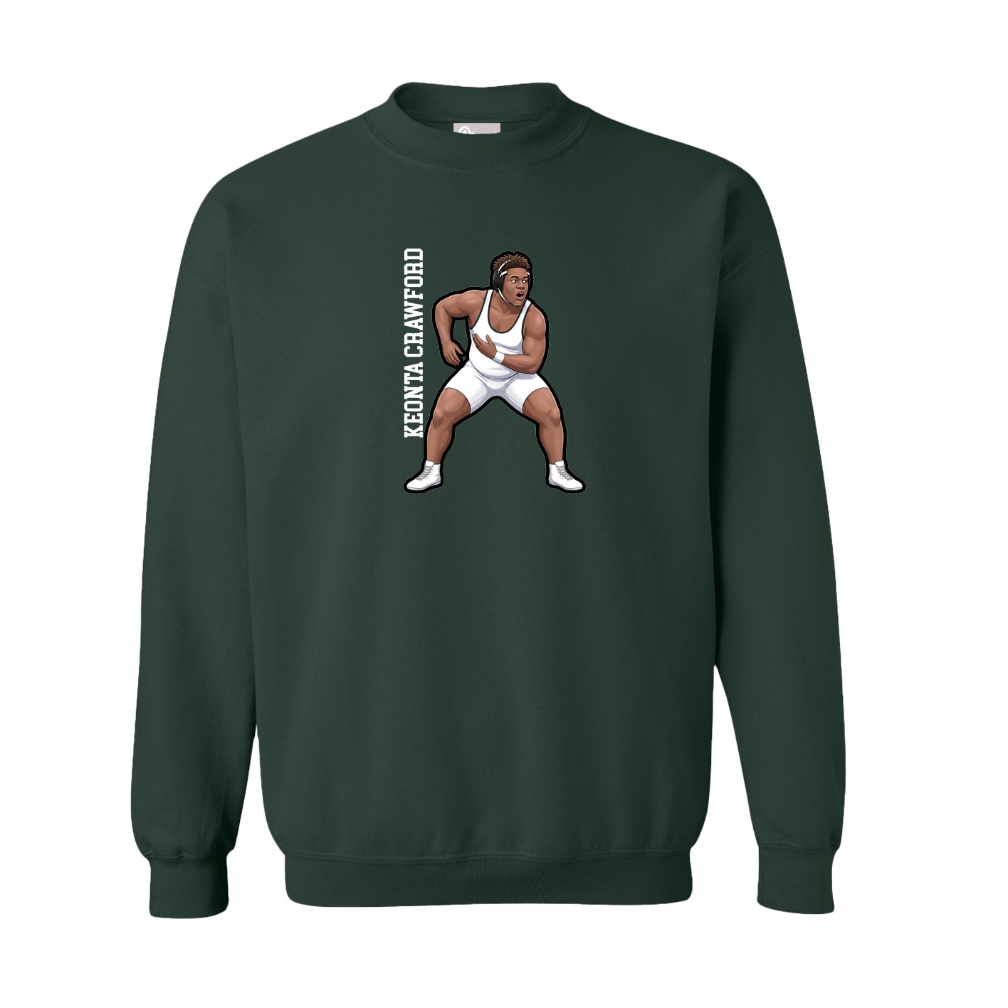 Fleece Crew — Name Vertical in Green