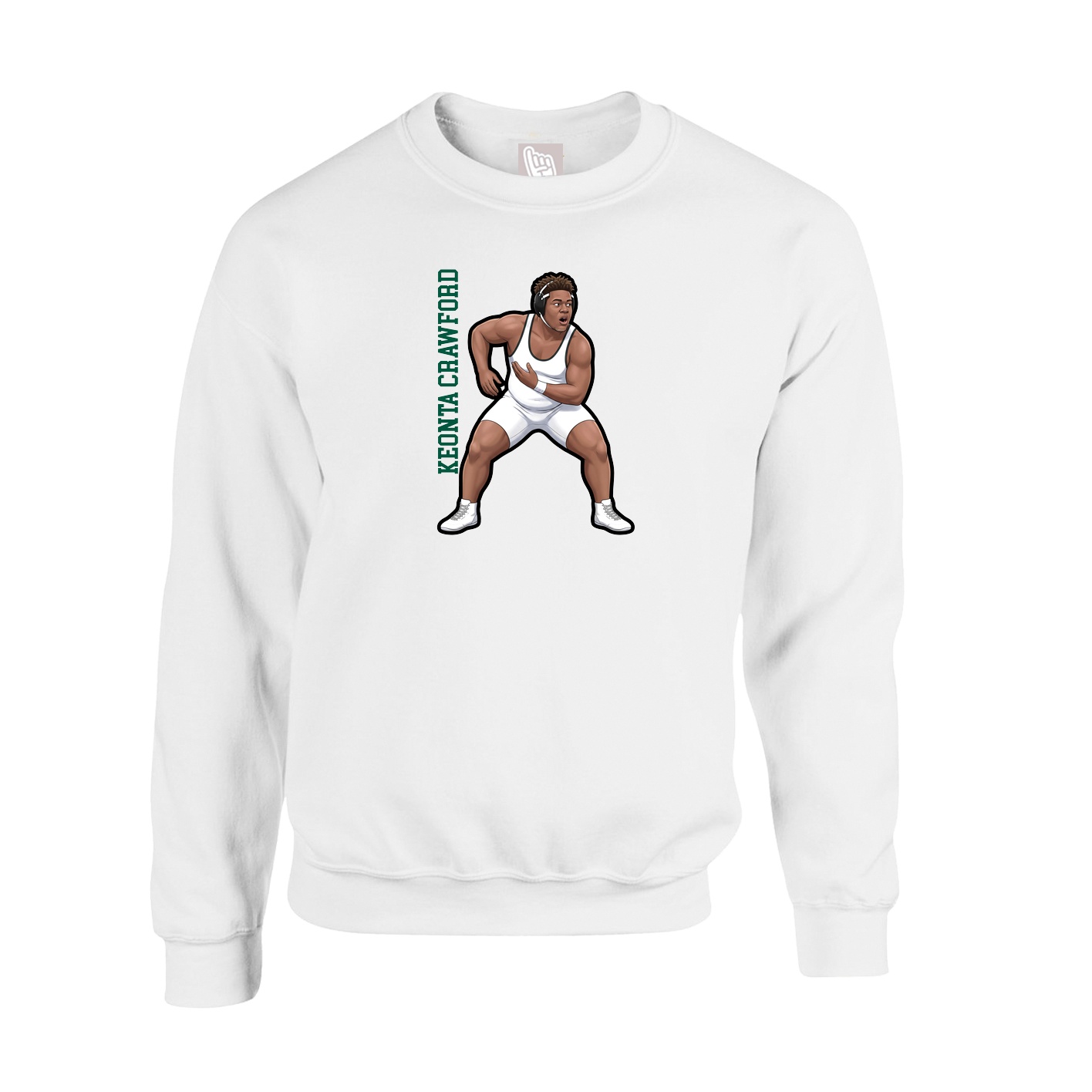 Fleece Crew — Name Vertical in White