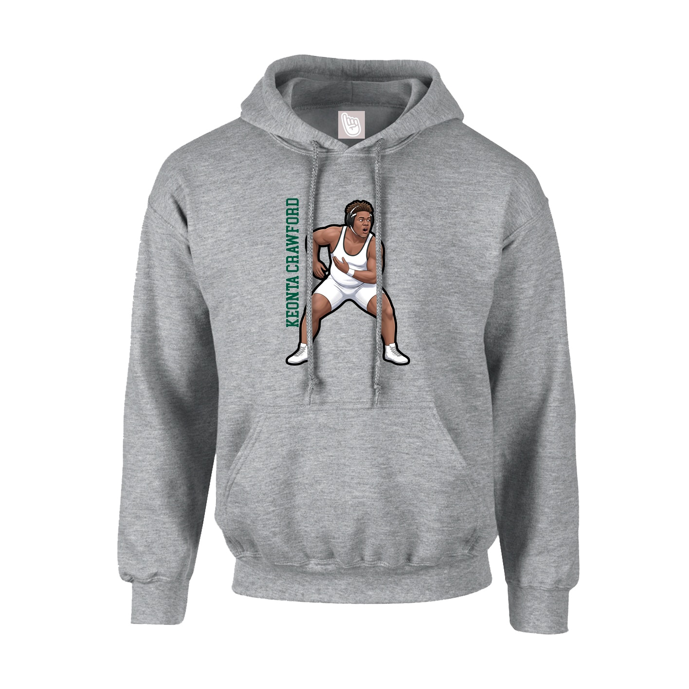 Youth Hoodie — Name Vertical in Grey