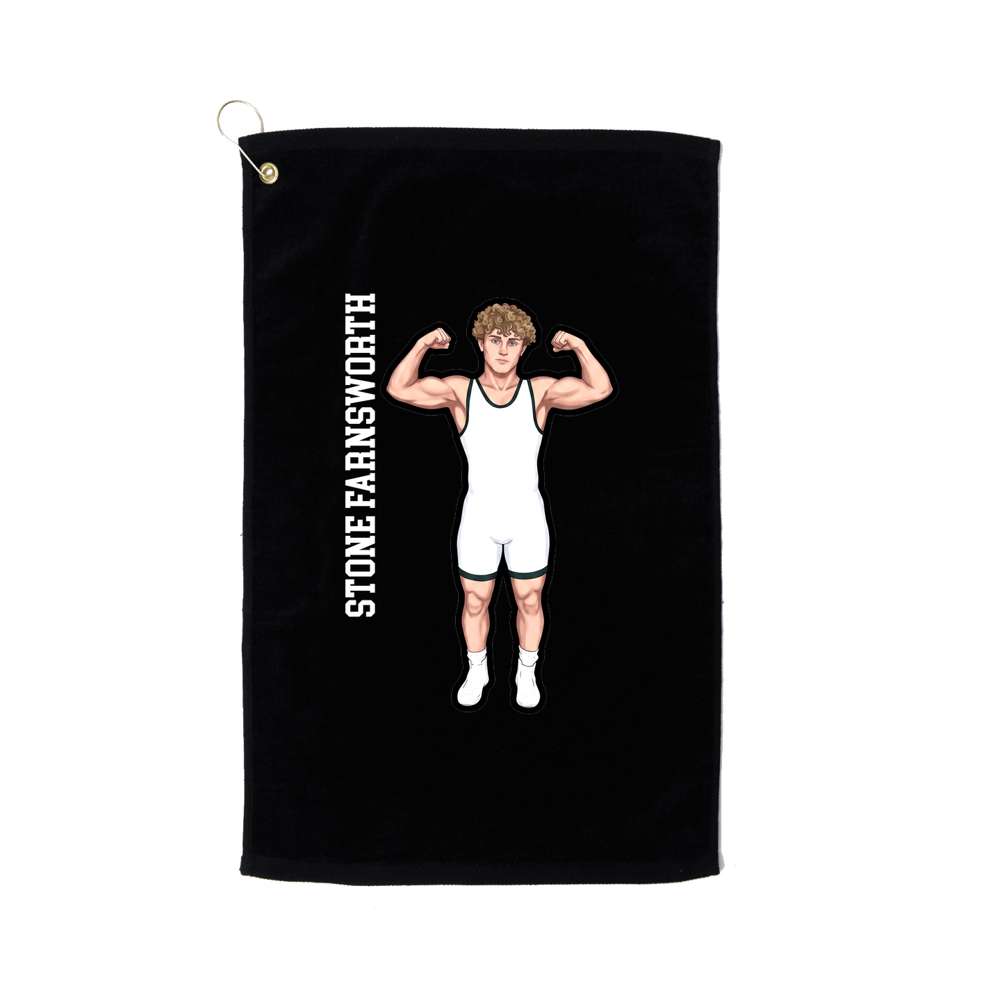 Golf Towel — Name Vertical in Black
