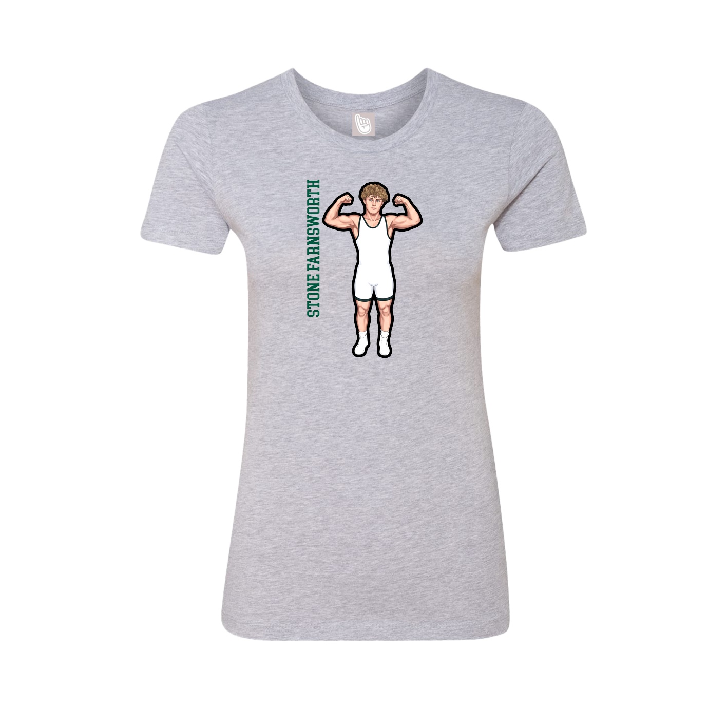 Fitted Women's Tee — Name Vertical in Grey