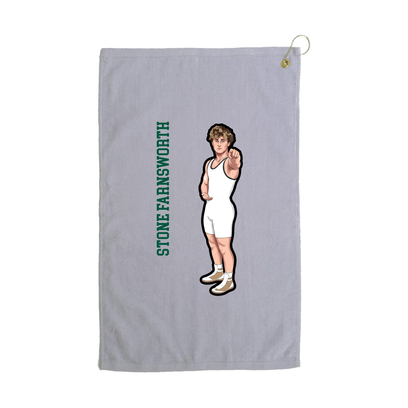 Golf Towel — Name Vertical in Grey