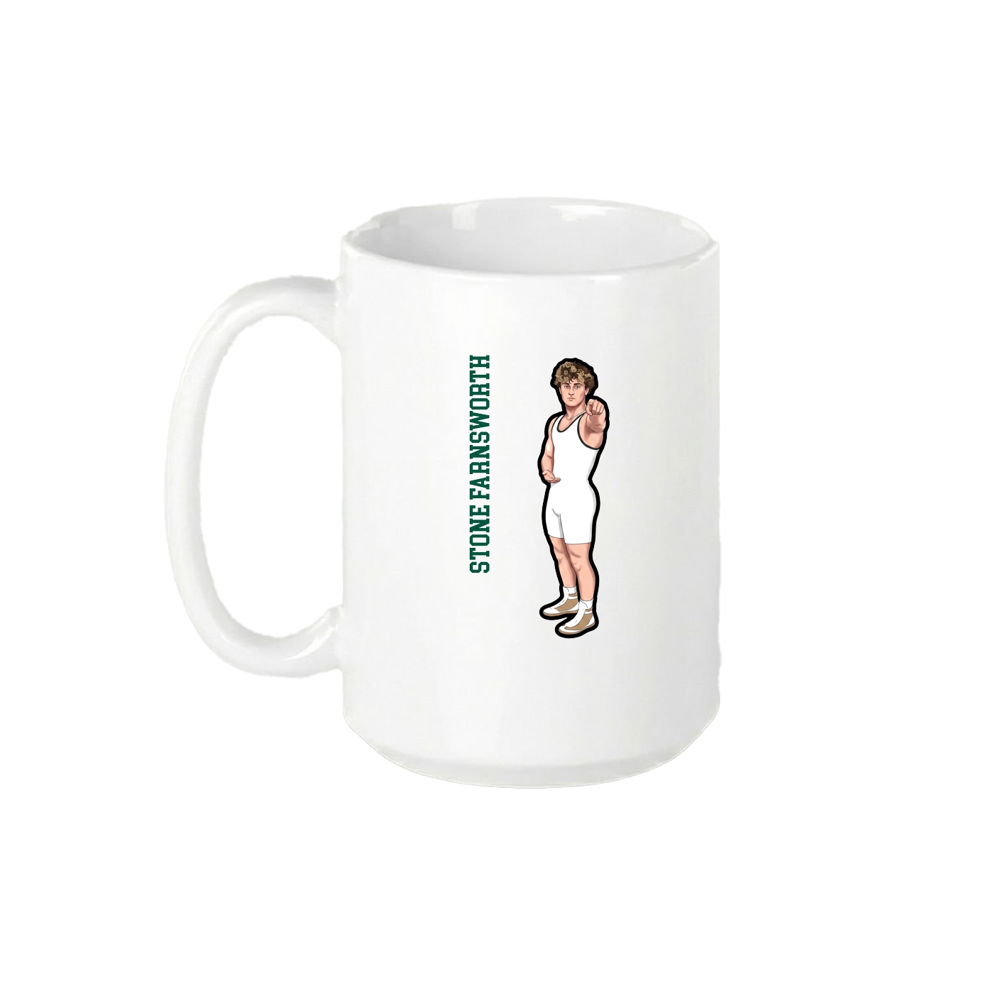 15oz Coffee Mug — Name Vertical in White