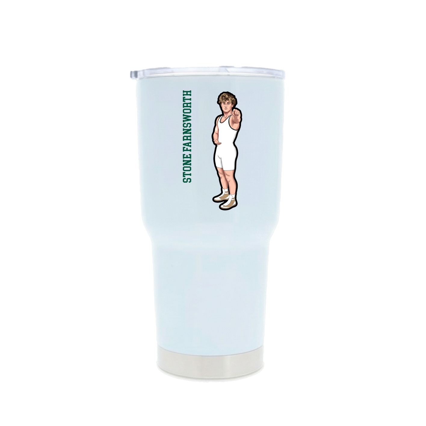 30oz Stainless Steel Tumbler — Name Vertical in White