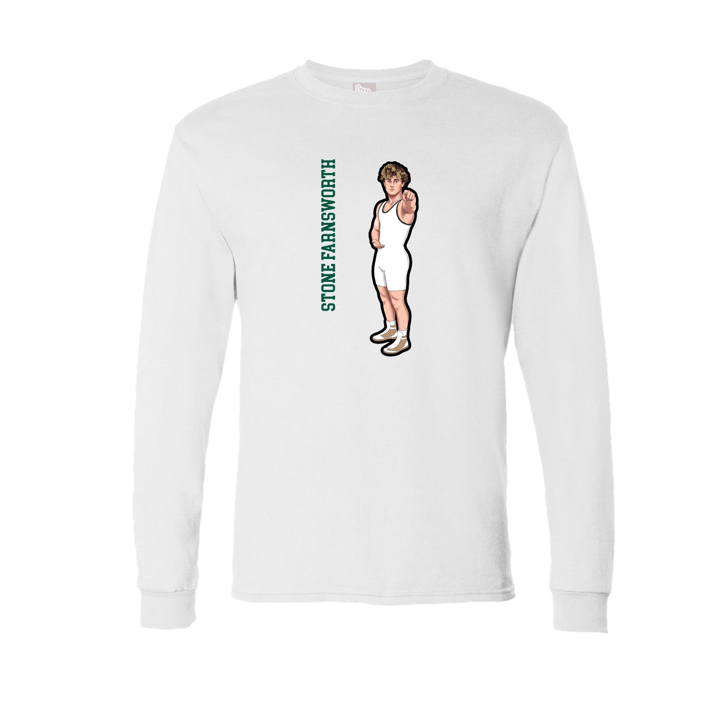 Long Sleeve Tee — Name Vertical in White