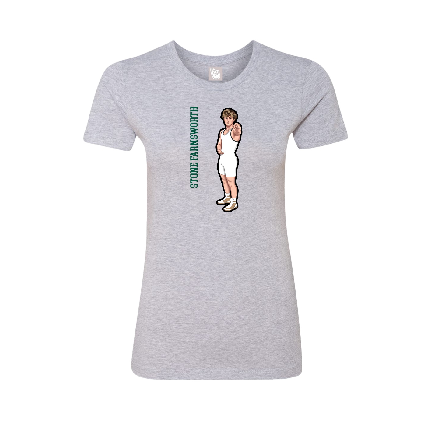 Fitted Women's Tee — Name Vertical in Grey
