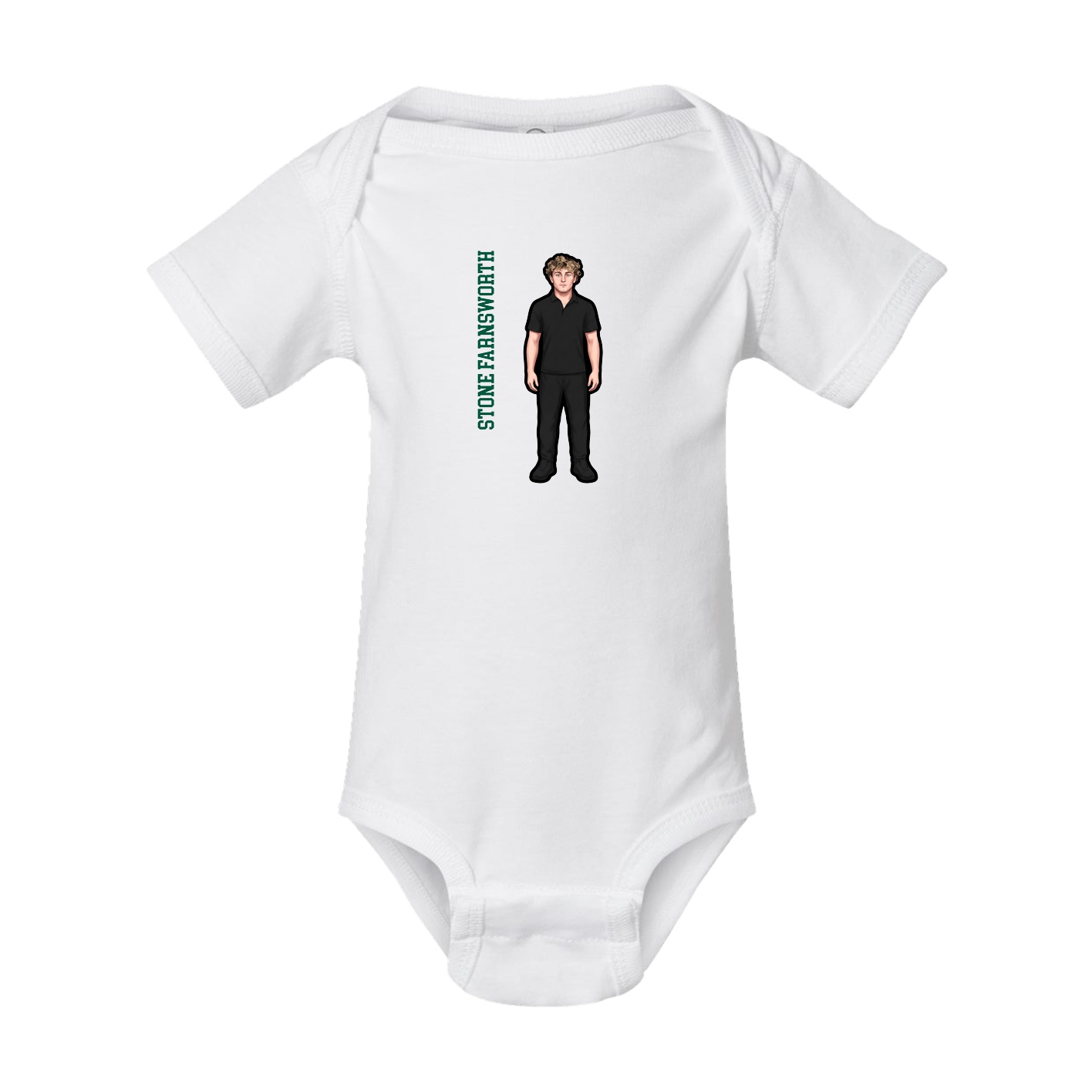 Baby Onesie — Name Vertical in White