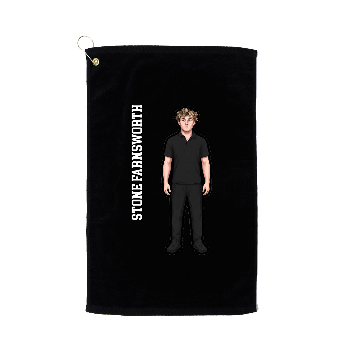 Golf Towel — Name Vertical in Black