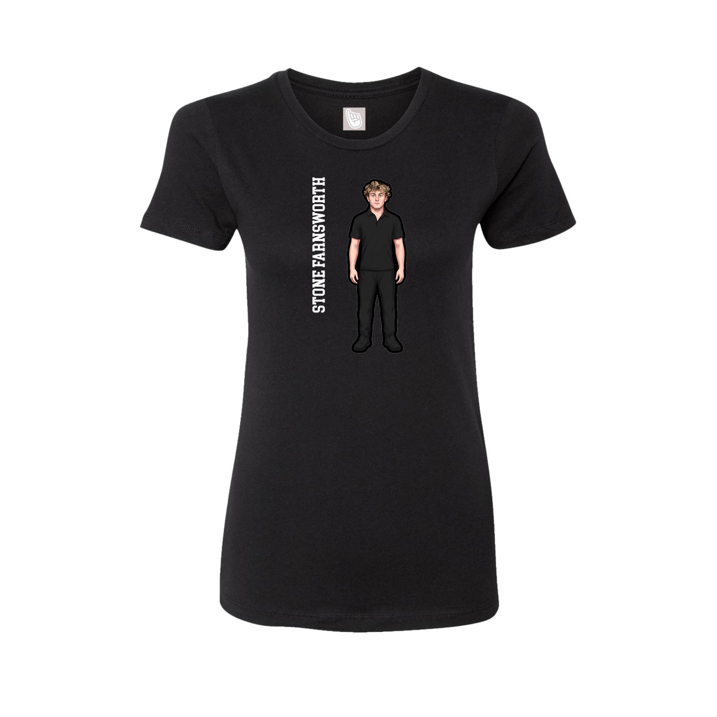 Fitted Women's Tee — Name Vertical in Black
