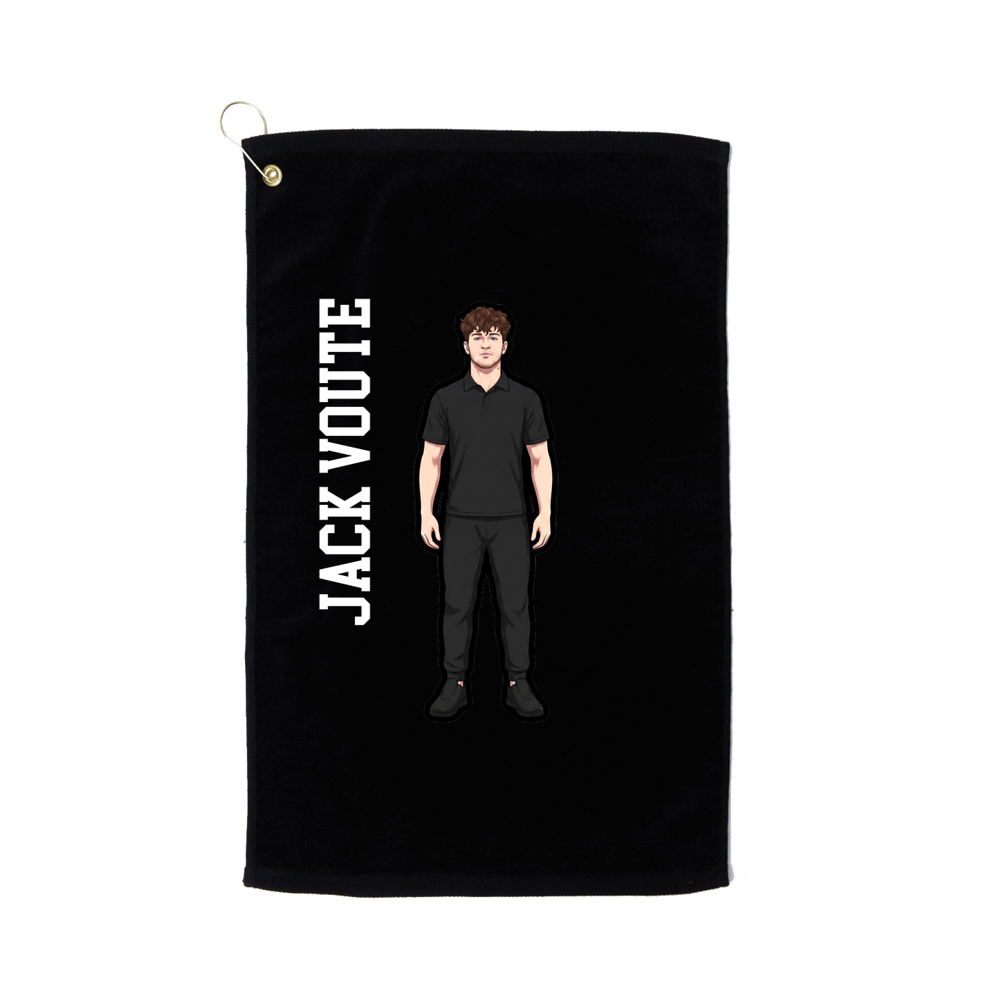 Golf Towel — Name Vertical in Black