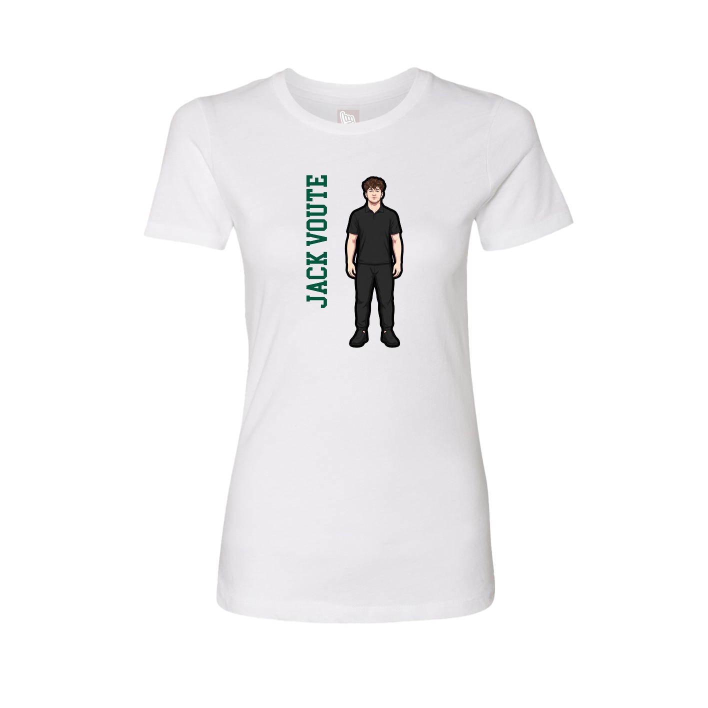 Womens Tee — Name Vertical in White