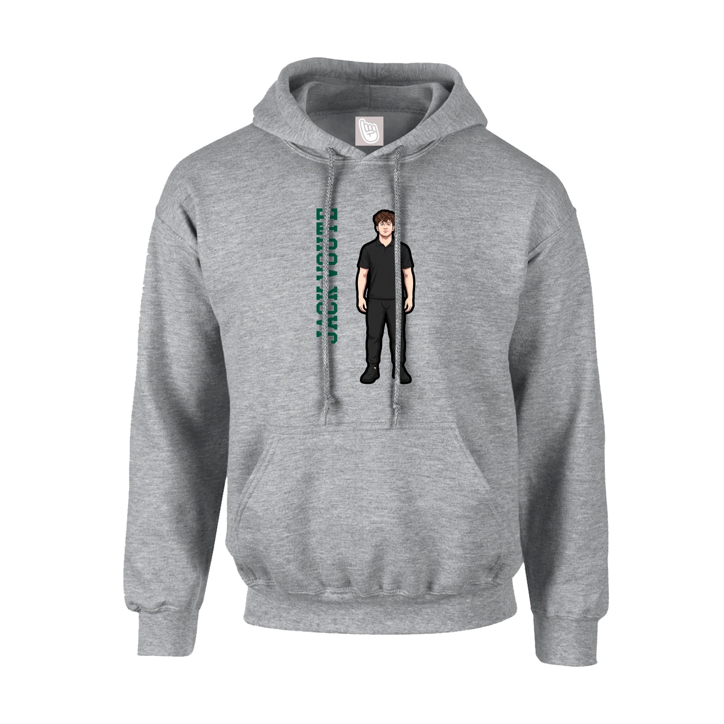 Hoodie — Name Vertical in Grey