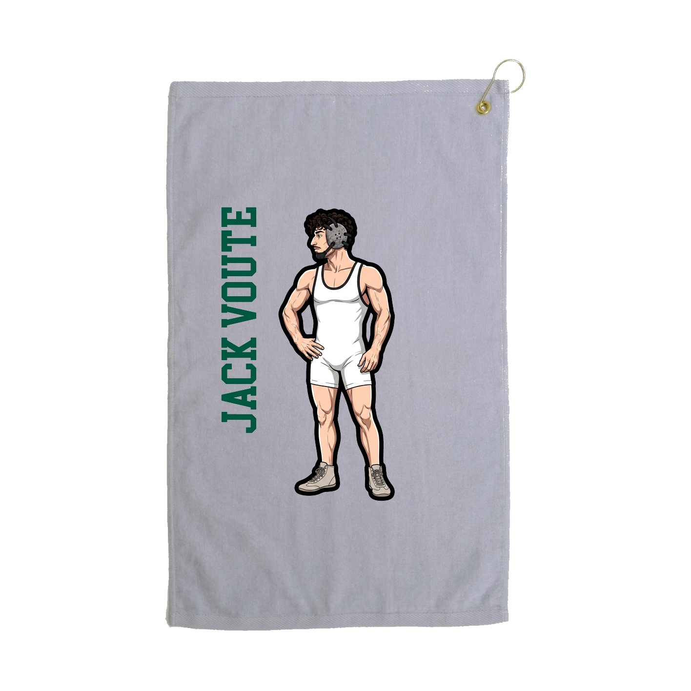 Golf Towel — Name Vertical in Grey