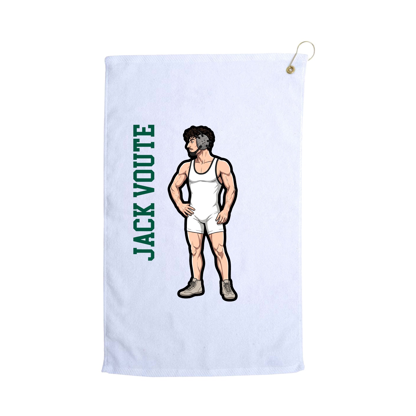 Golf Towel — Name Vertical in White