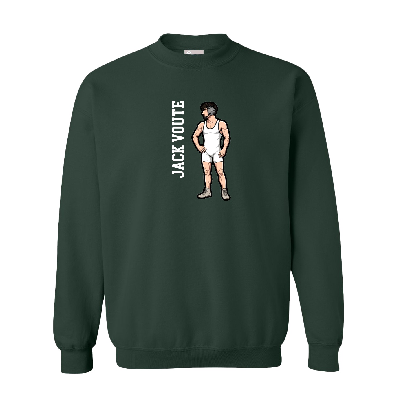 Fleece Crew — Name Vertical in Green