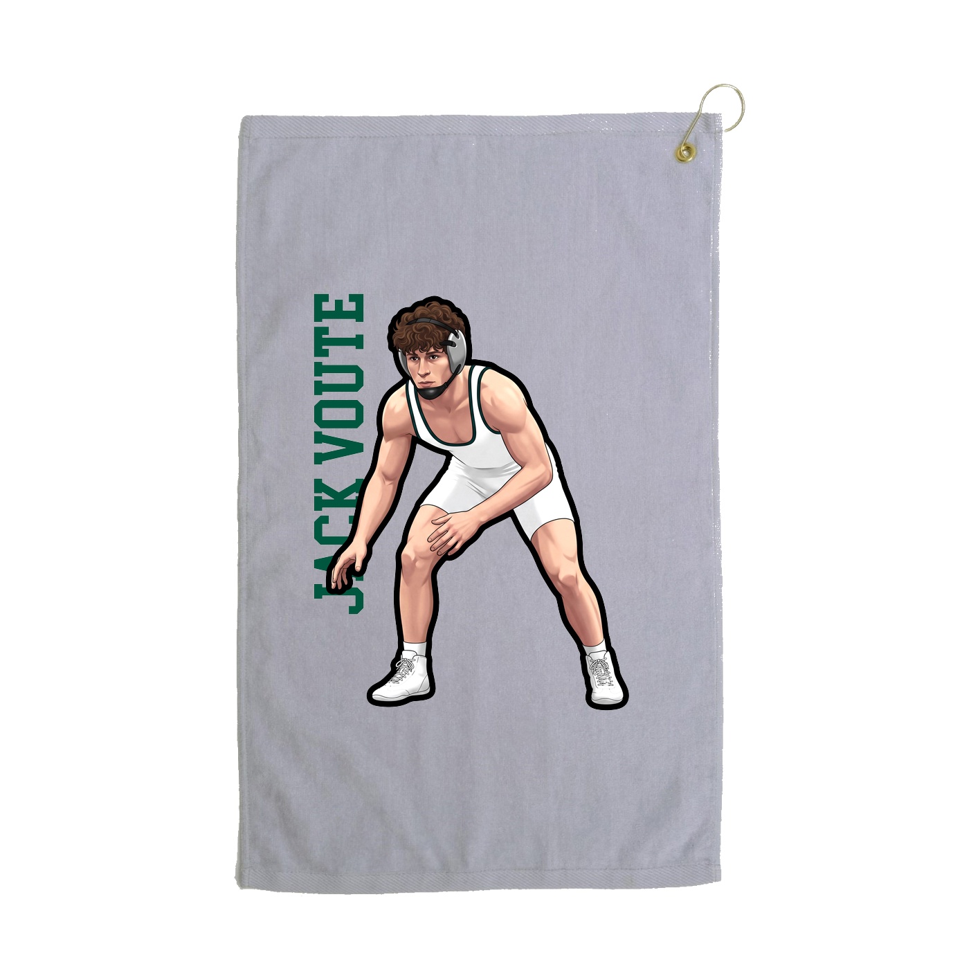 Golf Towel — Name Vertical in Grey