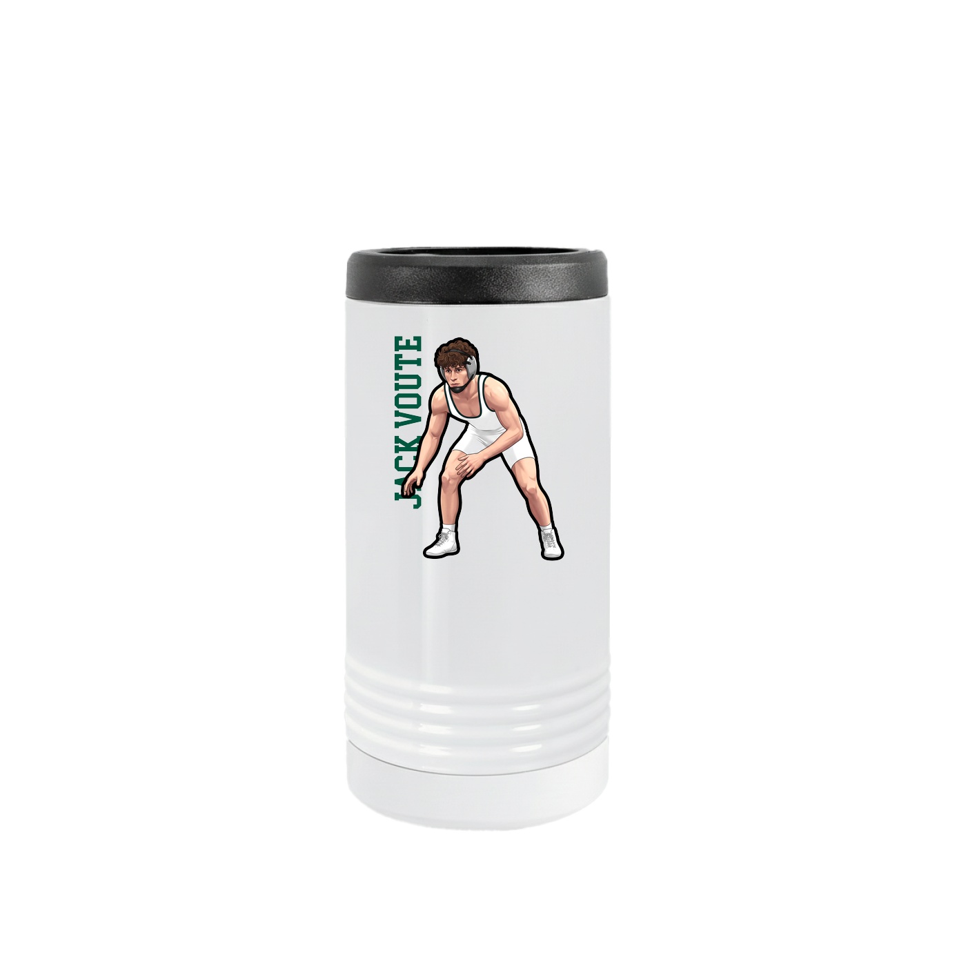 Slim Beverage Holder — Name Vertical in White