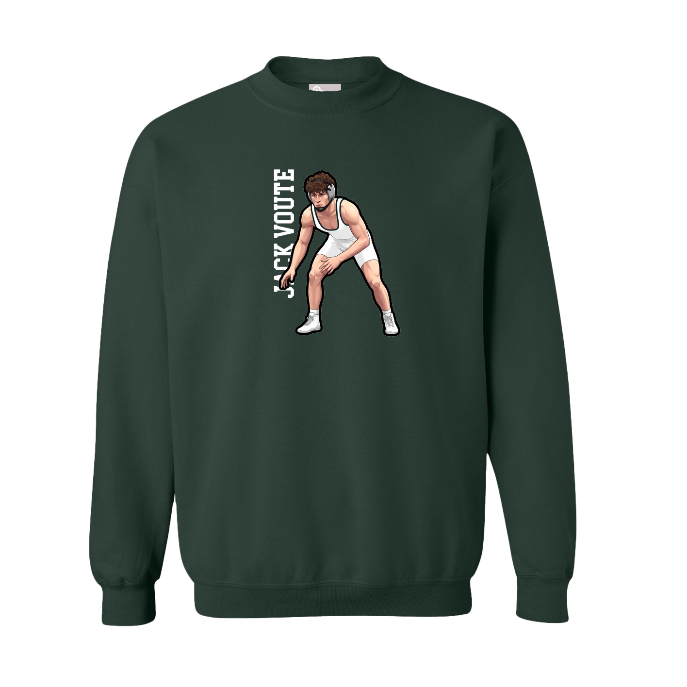 Fleece Crew — Name Vertical in Green