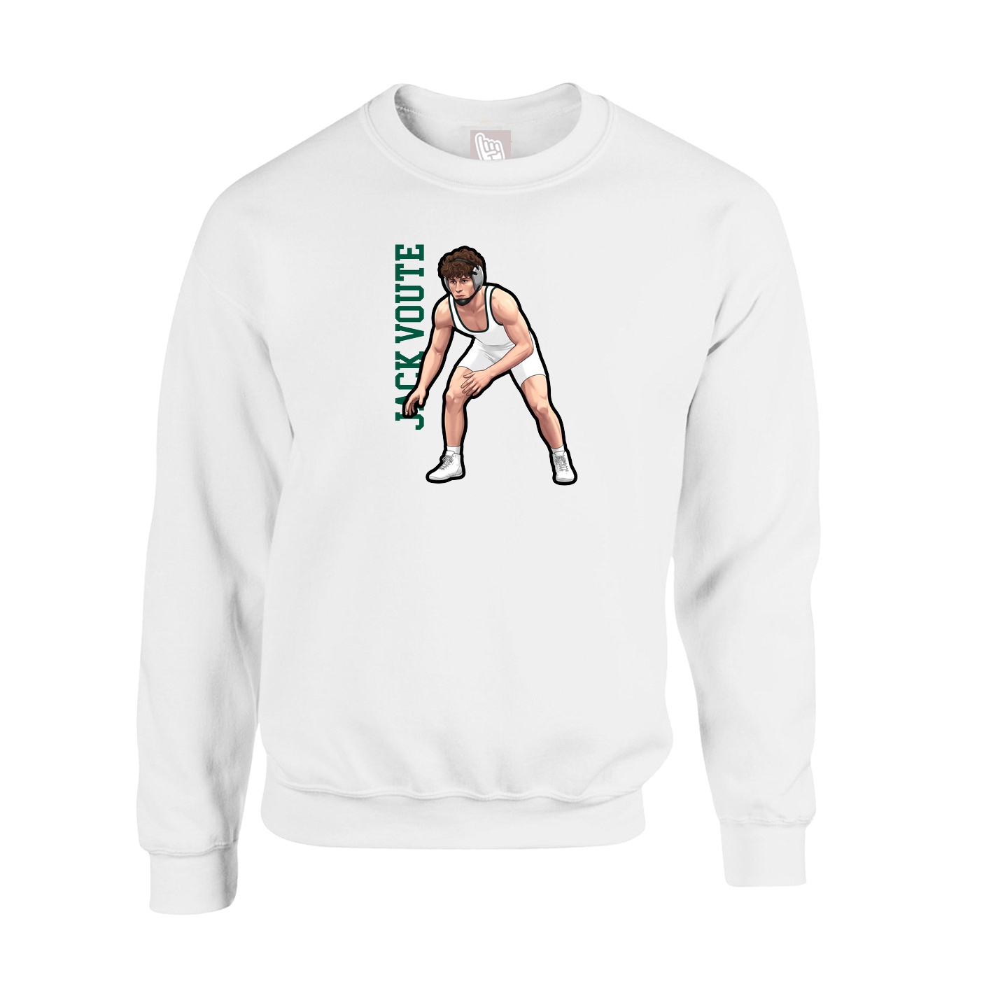 Fleece Crew — Name Vertical in White