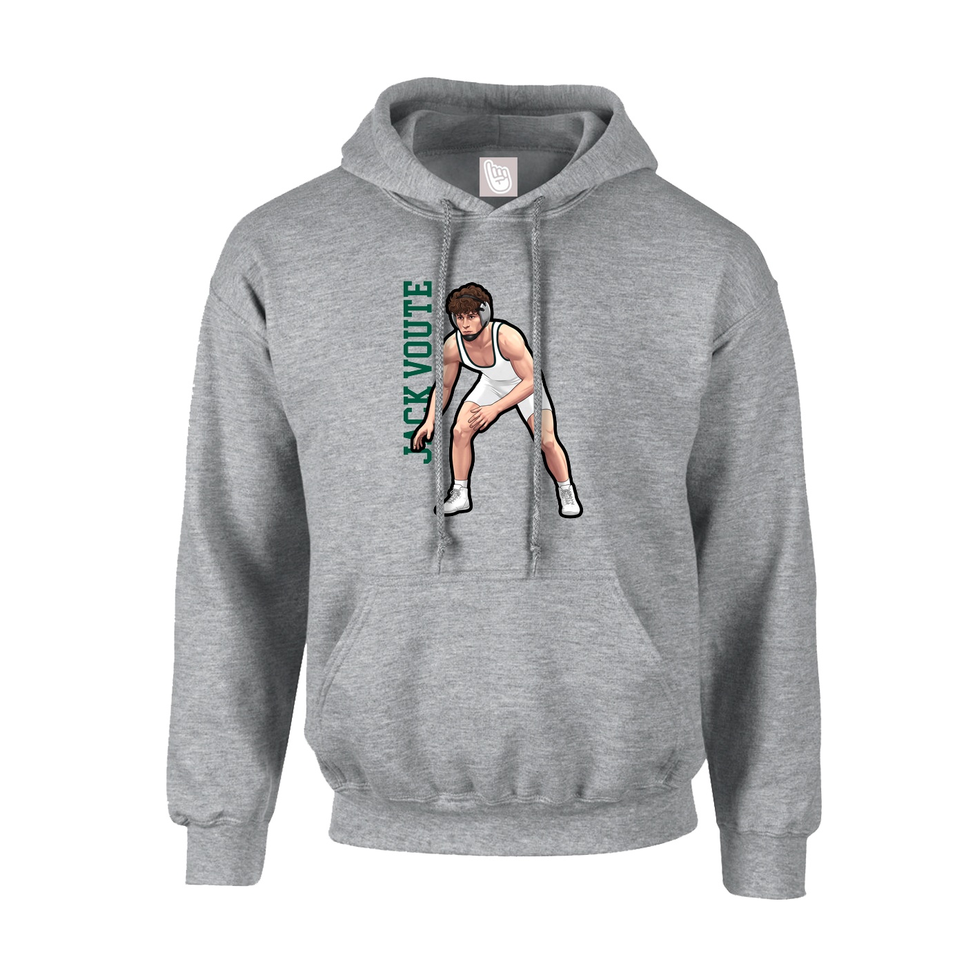Youth Hoodie — Name Vertical in Grey