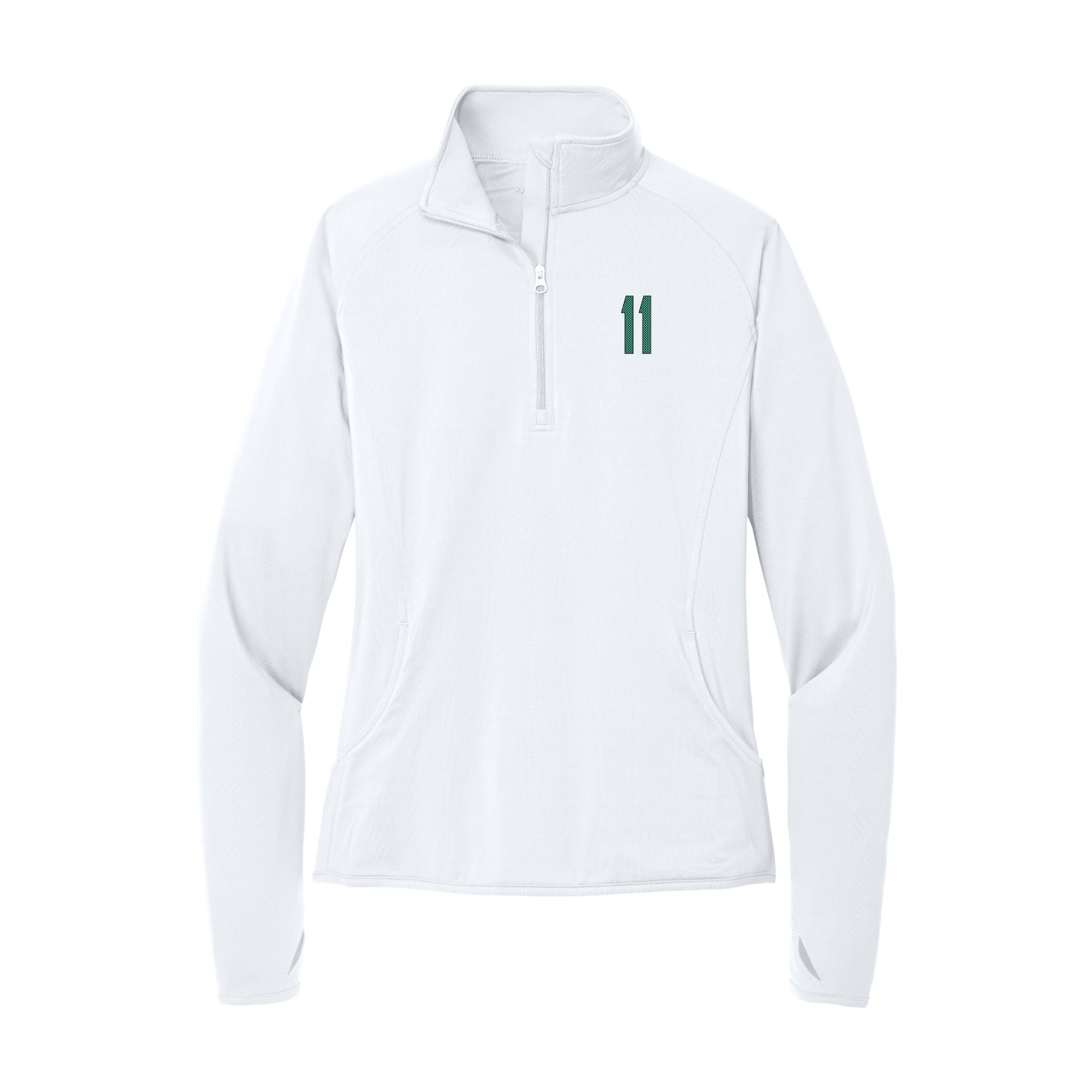 Women's Q-Zip Pullover — Front Shirsy in White
