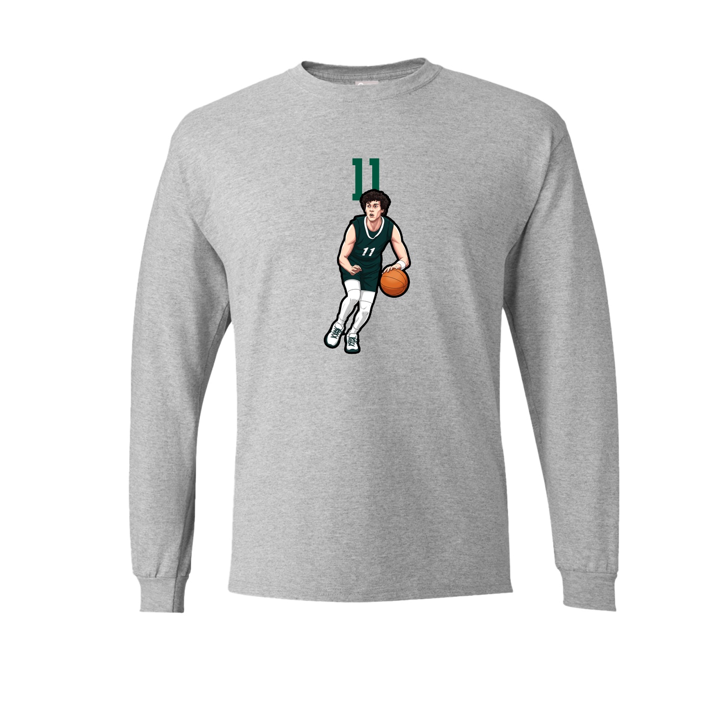 Long Sleeve Tee — Number Top in Grey