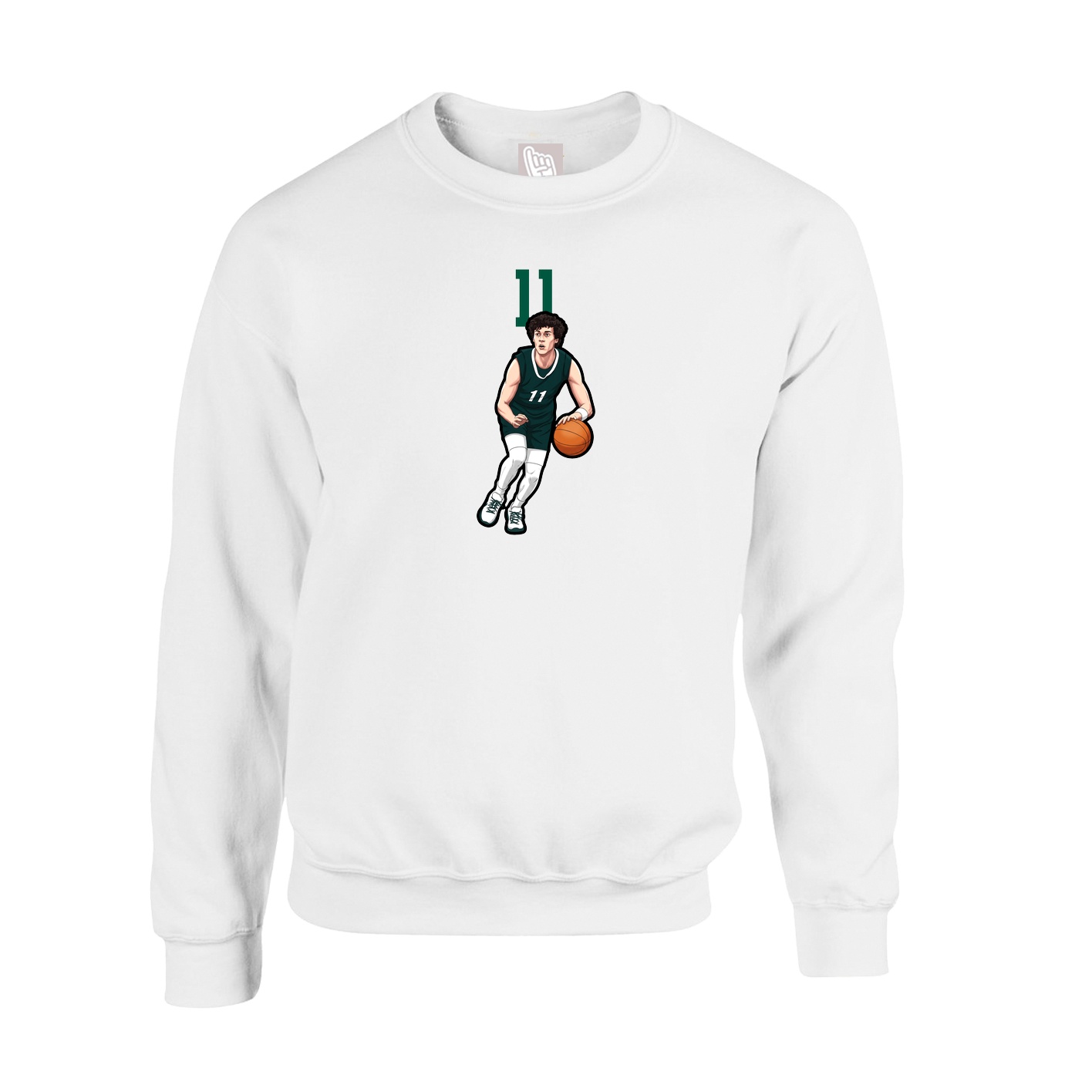 Fleece Crew — Number Top in White