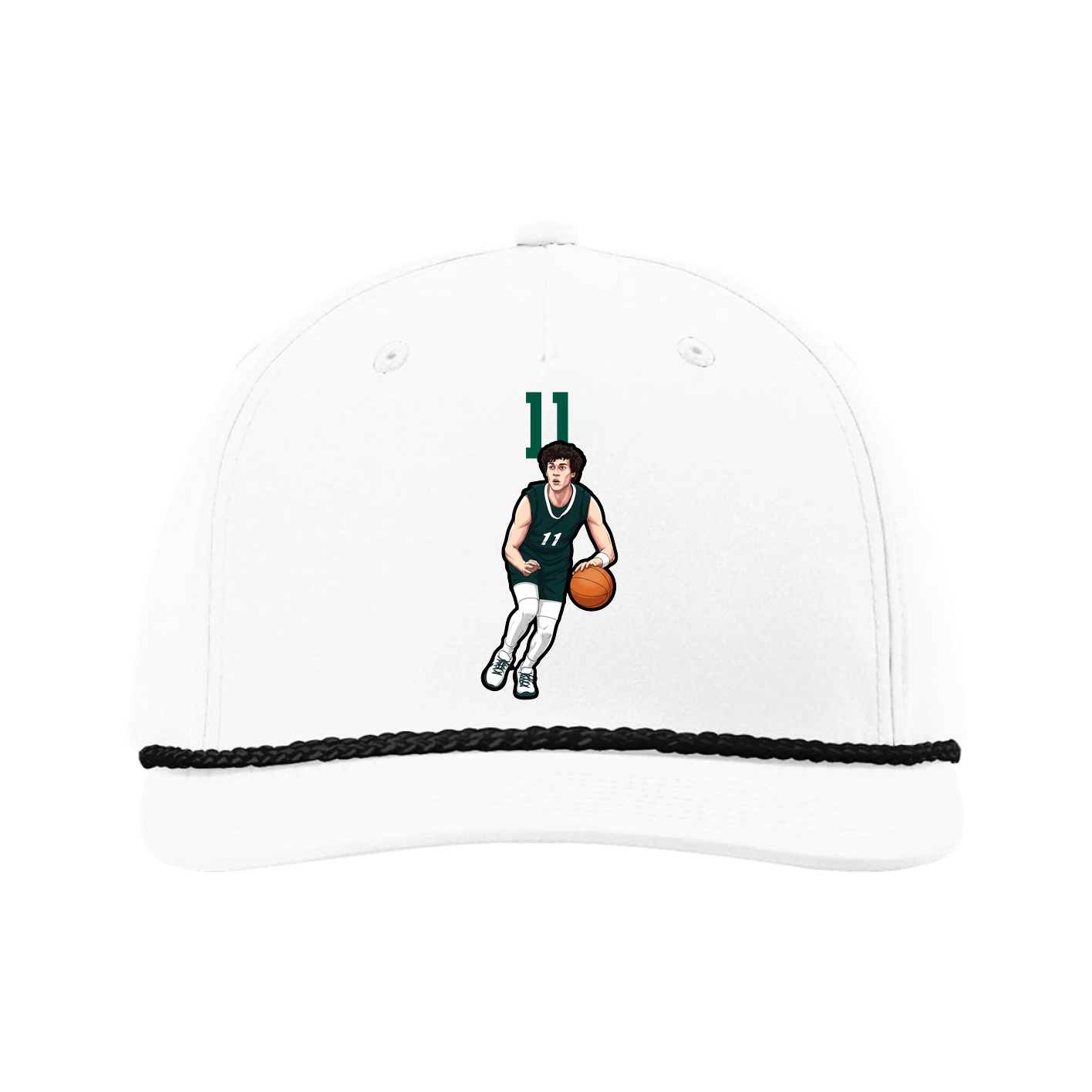 Five-Panel Classic Rope Cap — Number Top in White