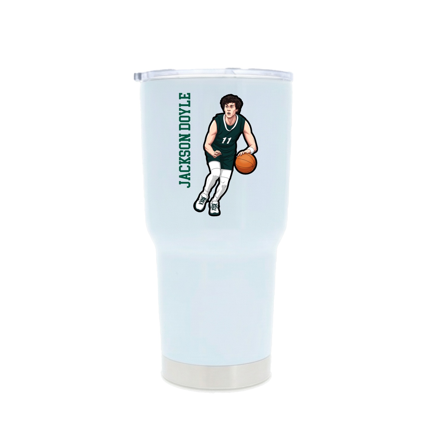 30oz Stainless Steel Tumbler — Name Vertical in White