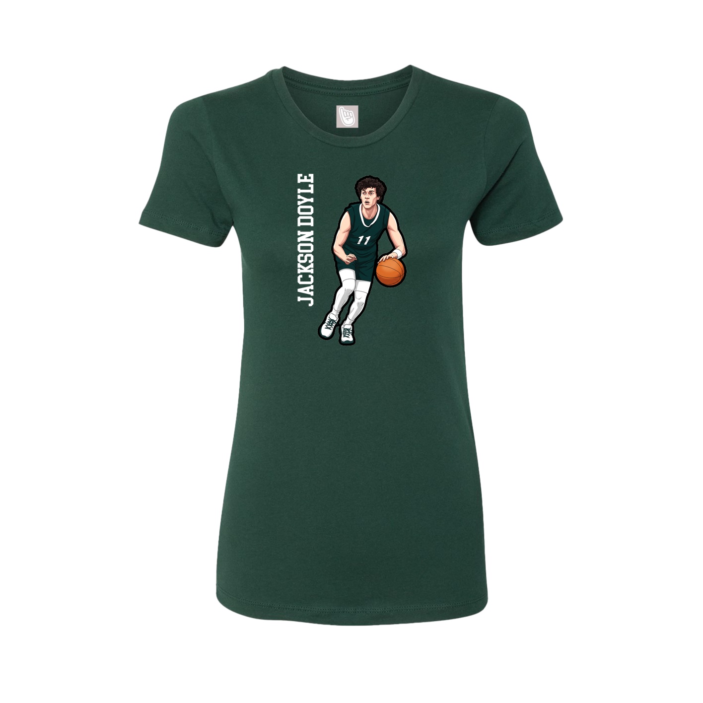 Fitted Women's Tee — Name Vertical in Green