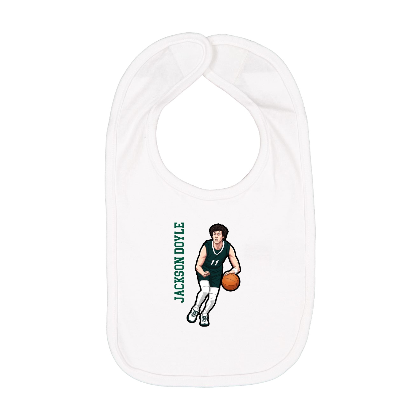 Infant Bib — Name Vertical in White