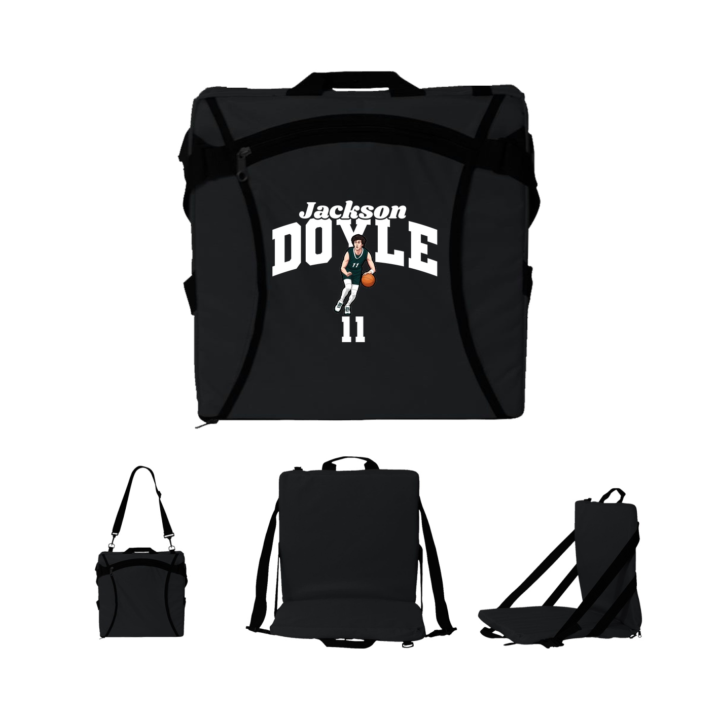 Folding Stadium Seat — Signature Arch in Black