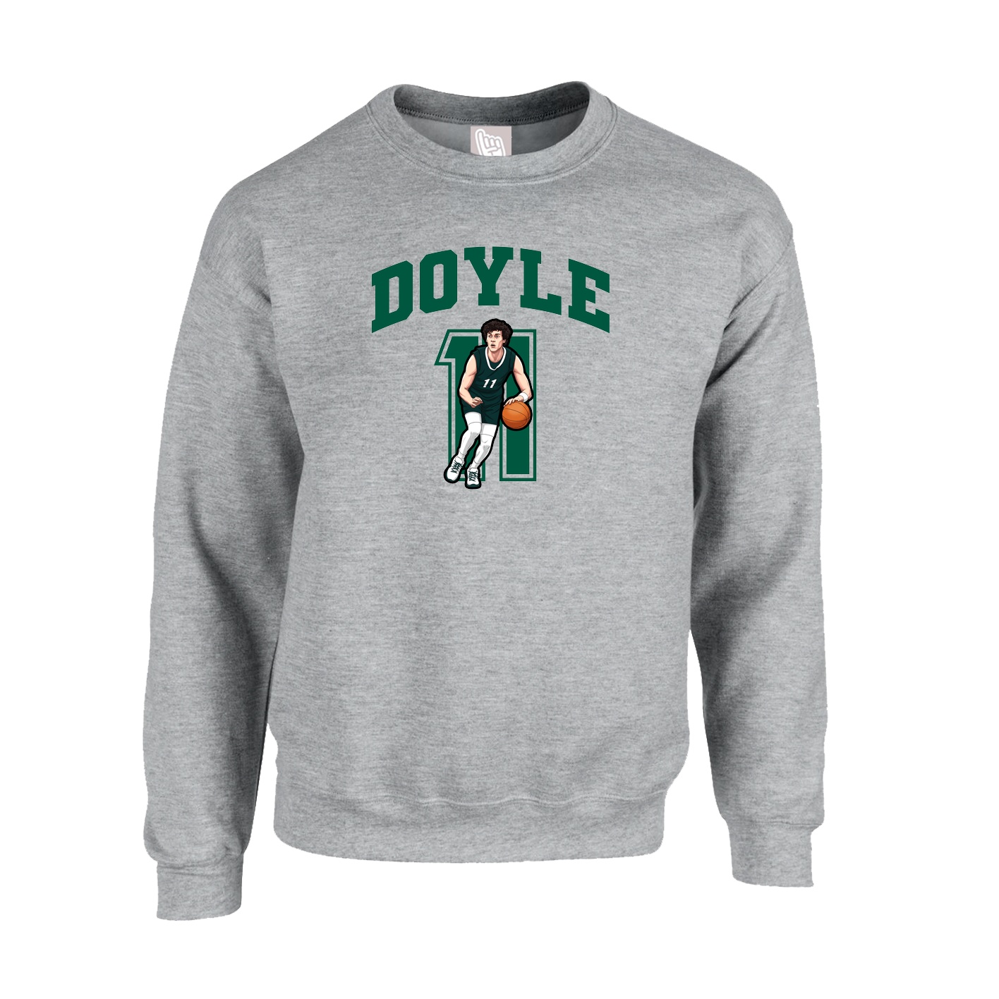 Fleece Crew — Number in Grey