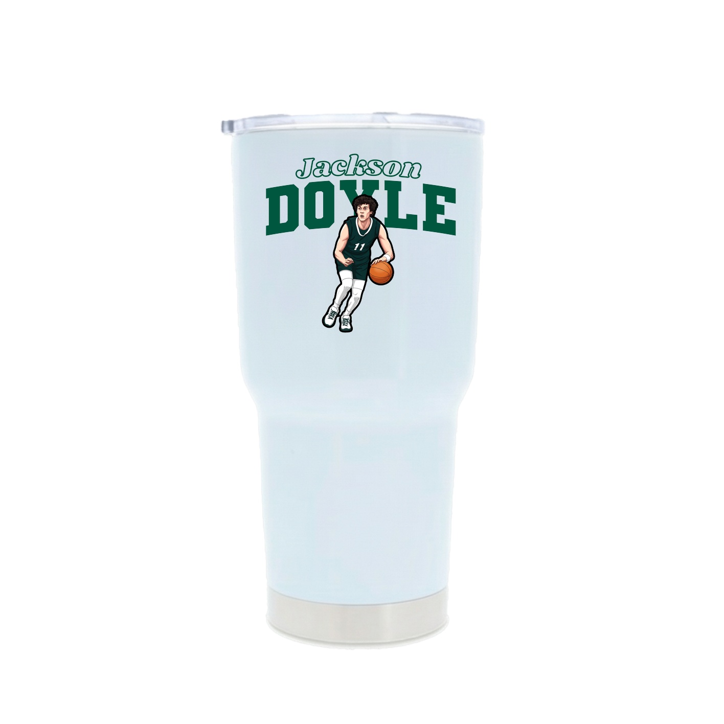 30oz Stainless Steel Tumbler — Name Arch in White