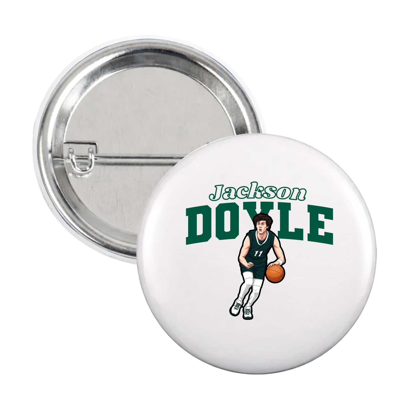 Game Day Button — Name Arch in White