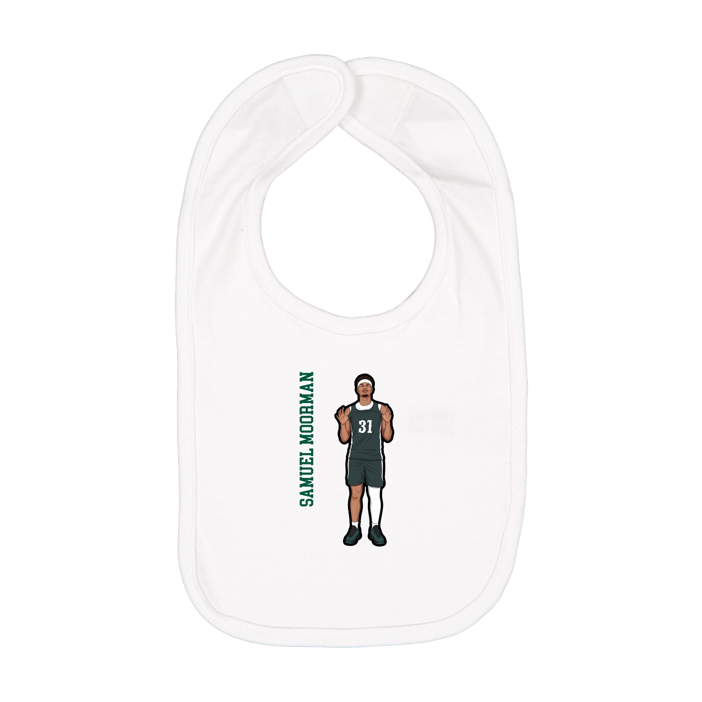 Infant Bib — Name Vertical in White
