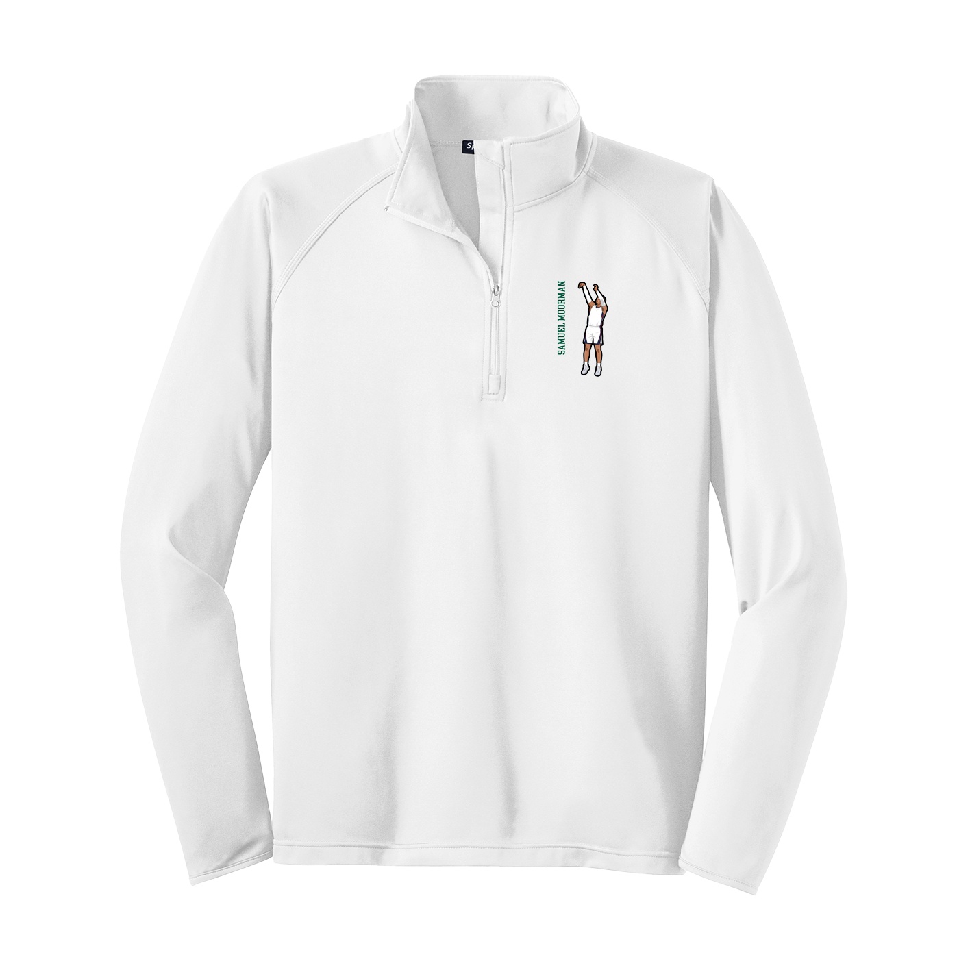 Q-Zip Pullover — Name Vertical in White