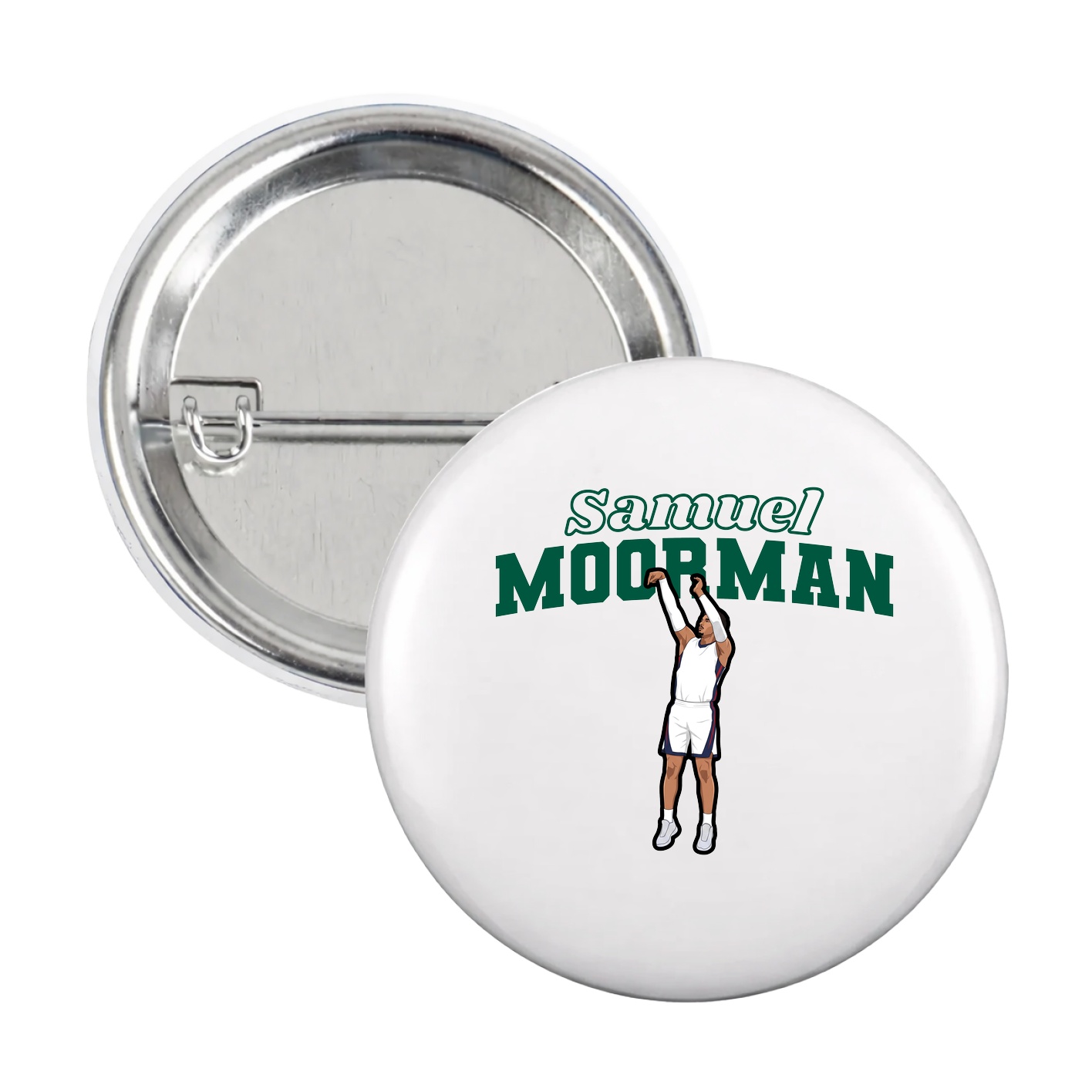 Game Day Button — Name Arch in White