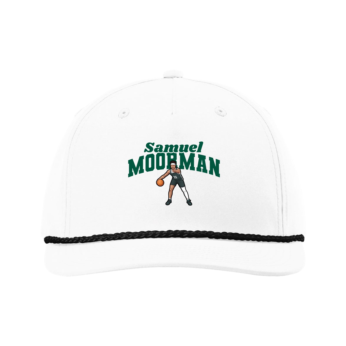 Five-Panel Classic Rope Cap — Signature Arch in White