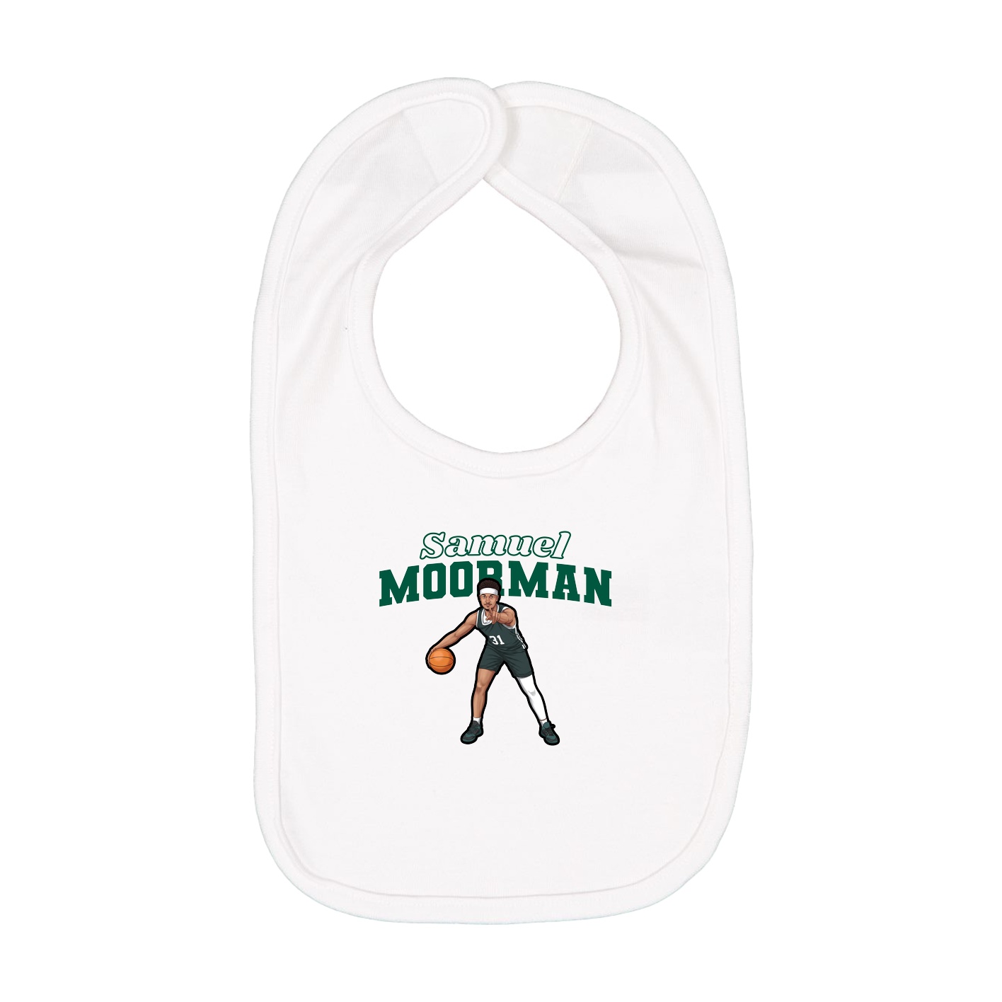 Infant Bib — Name Arch in White