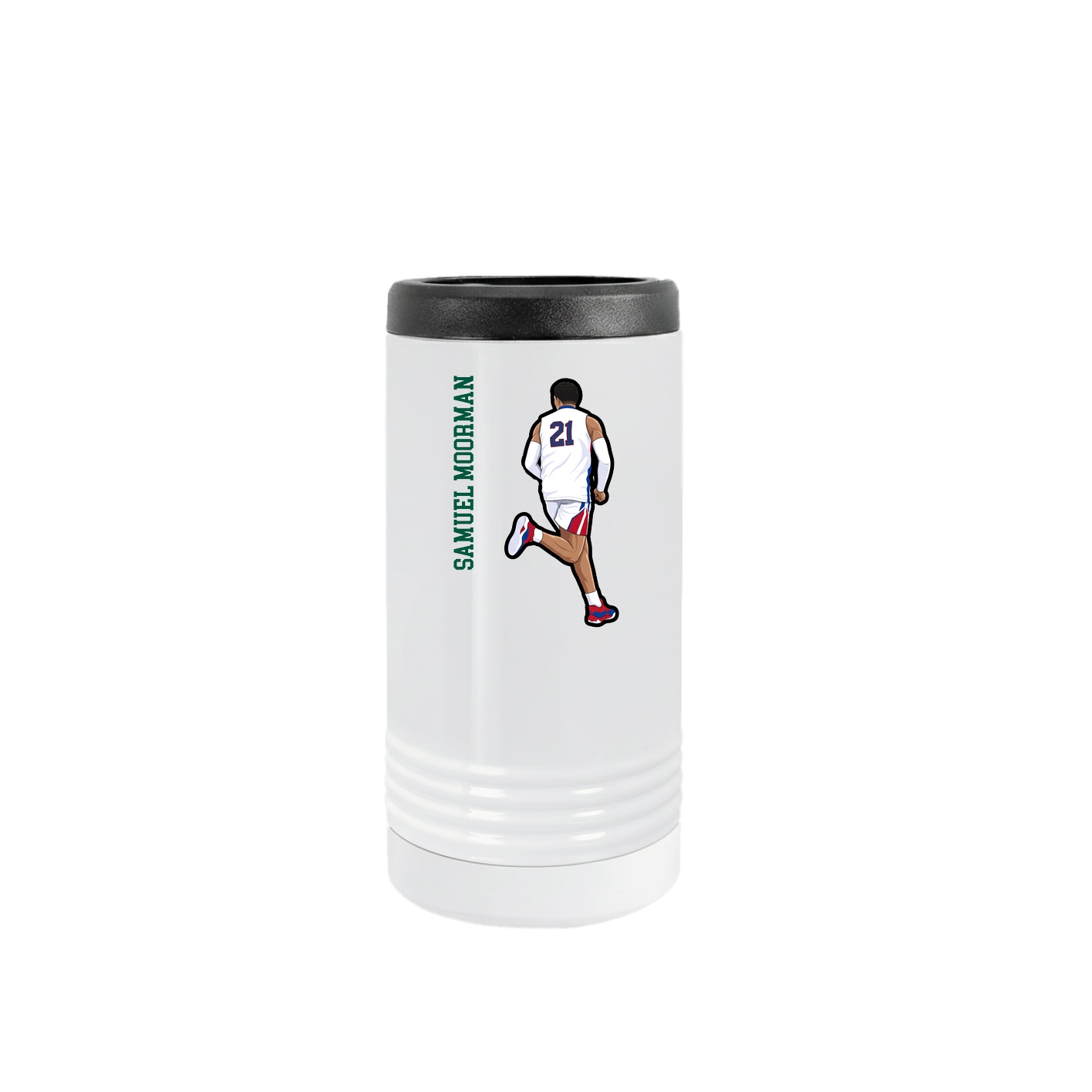 Slim Beverage Holder — Name Vertical in White