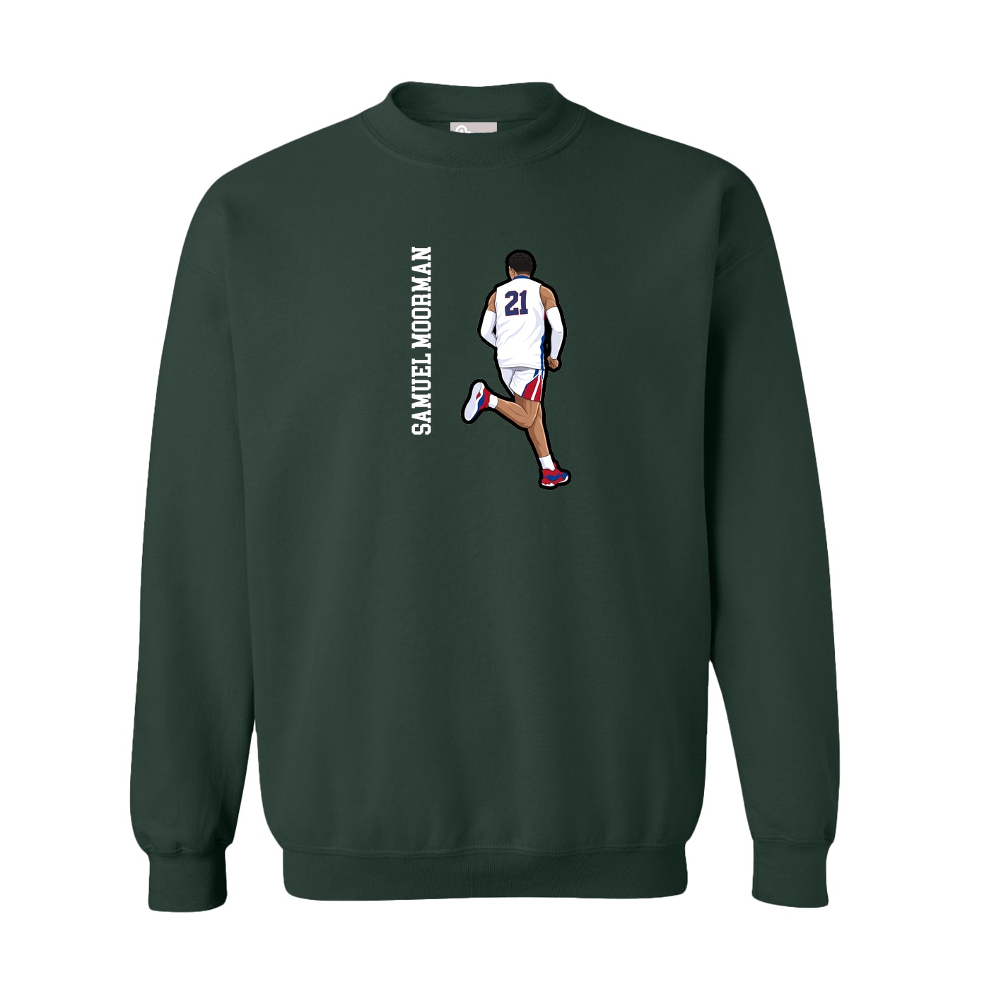 Fleece Crew — Name Vertical in Green