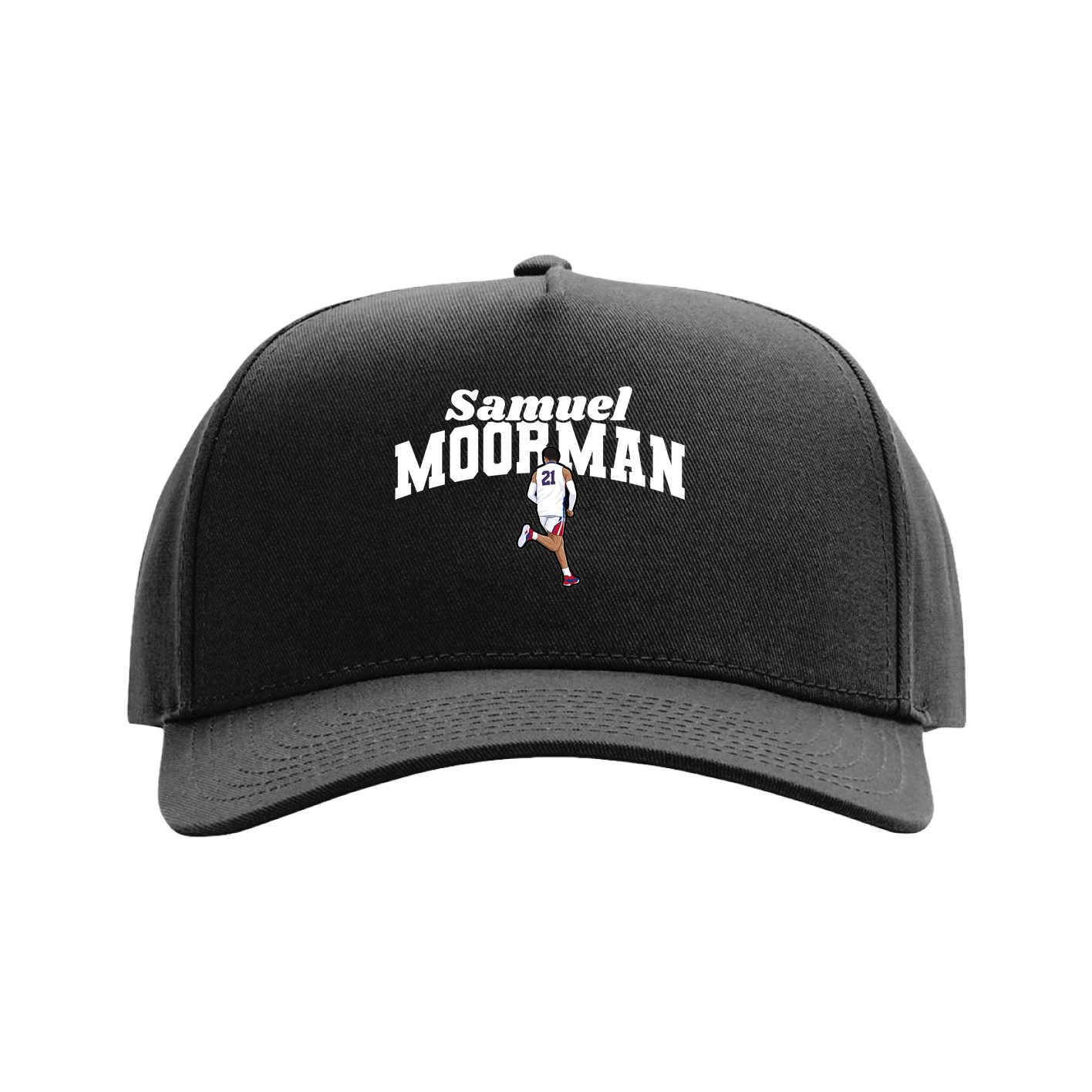 Full Fabric Five-Panel Champ Cap — Signature Arch in Black
