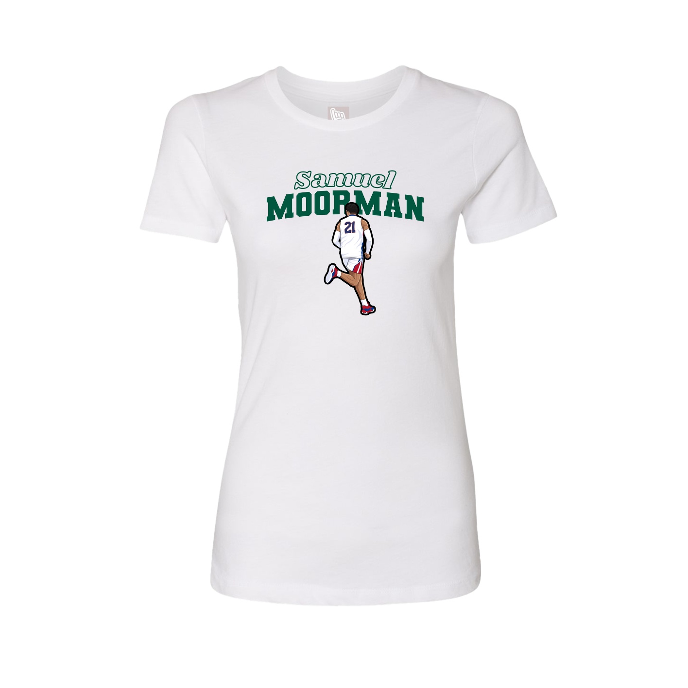 Fitted Women's Tee — Name Arch in White
