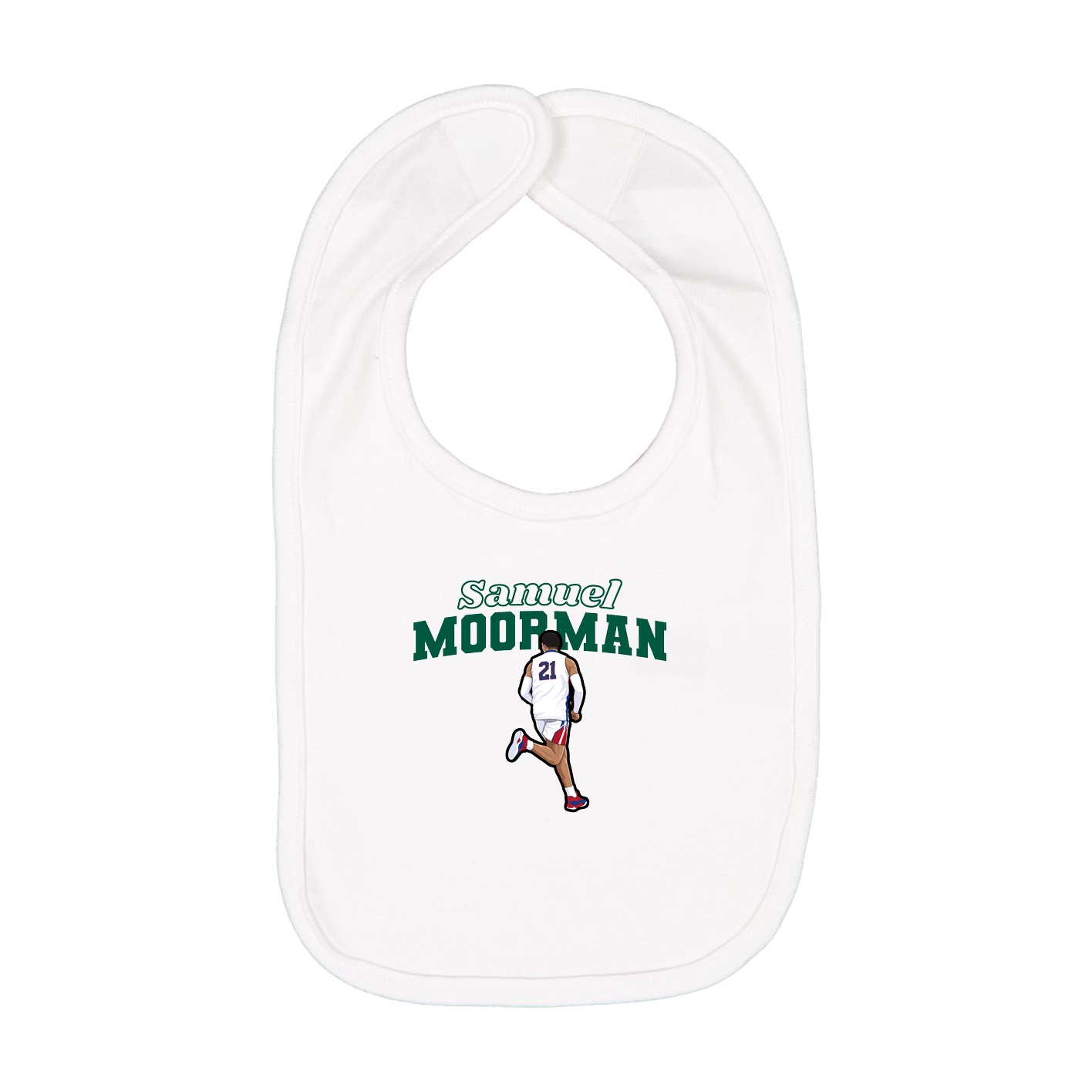 Infant Bib — Name Arch in White