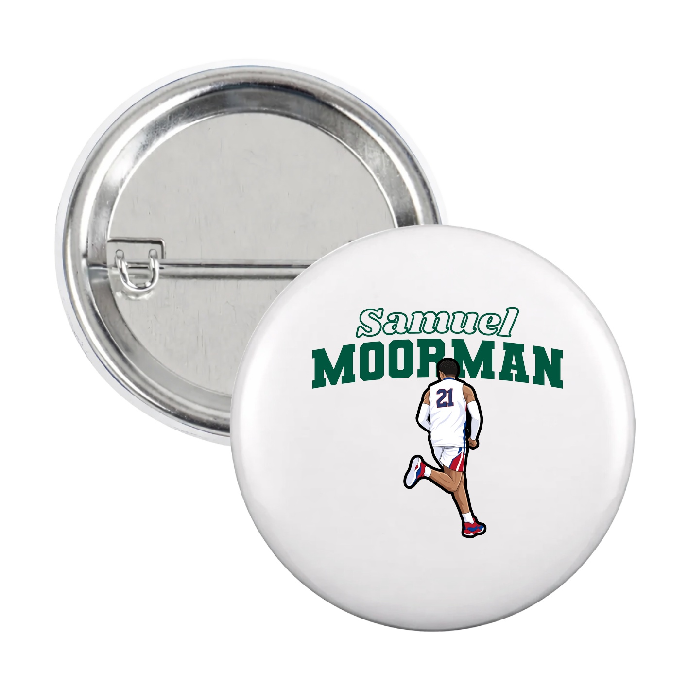 Game Day Button — Name Arch in White