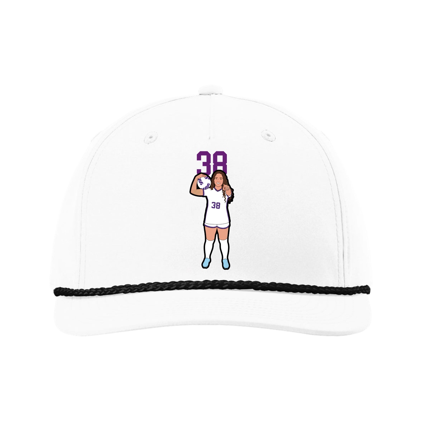 Five-Panel Classic Rope Cap — Number Top in White