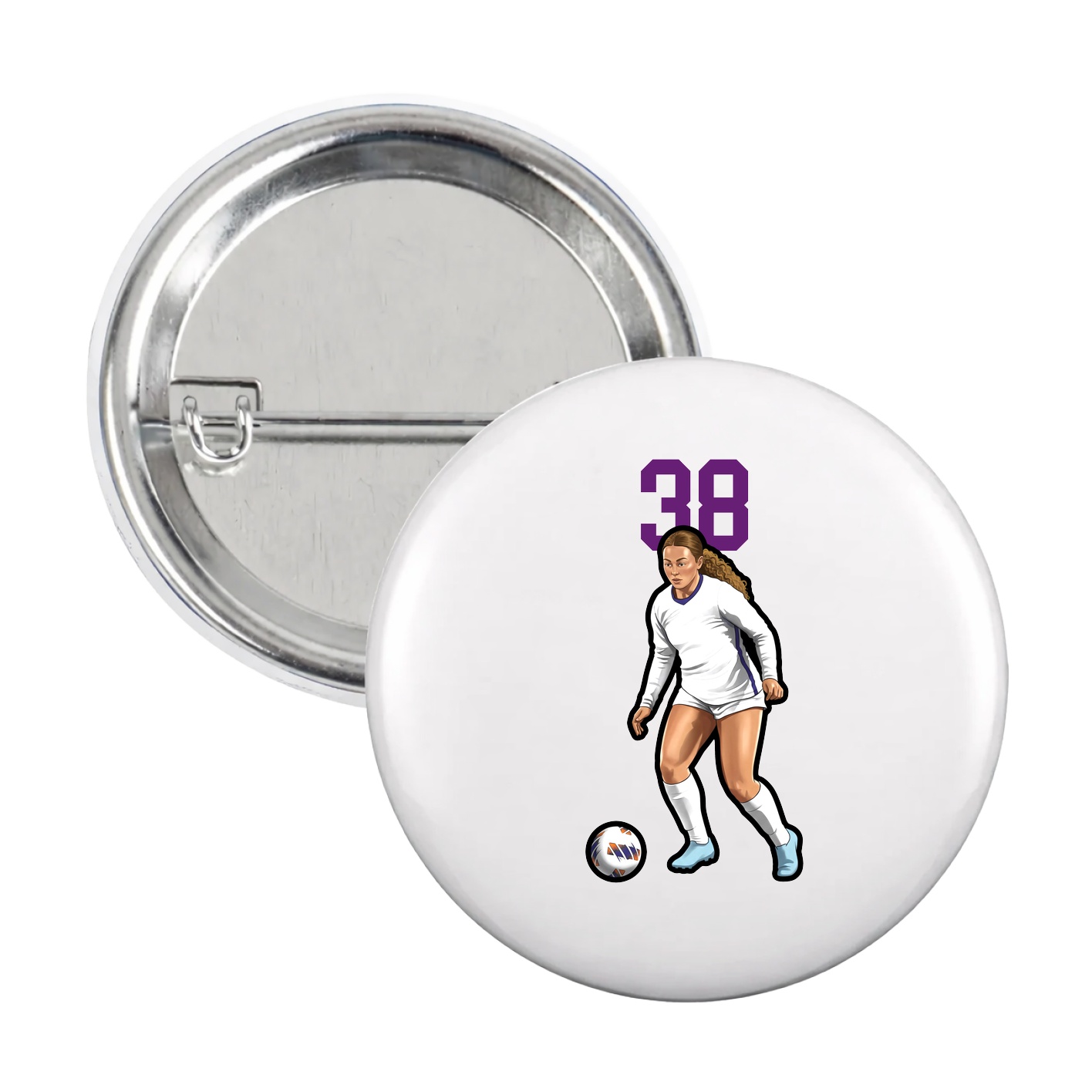 Game Day Button — Number Top in White