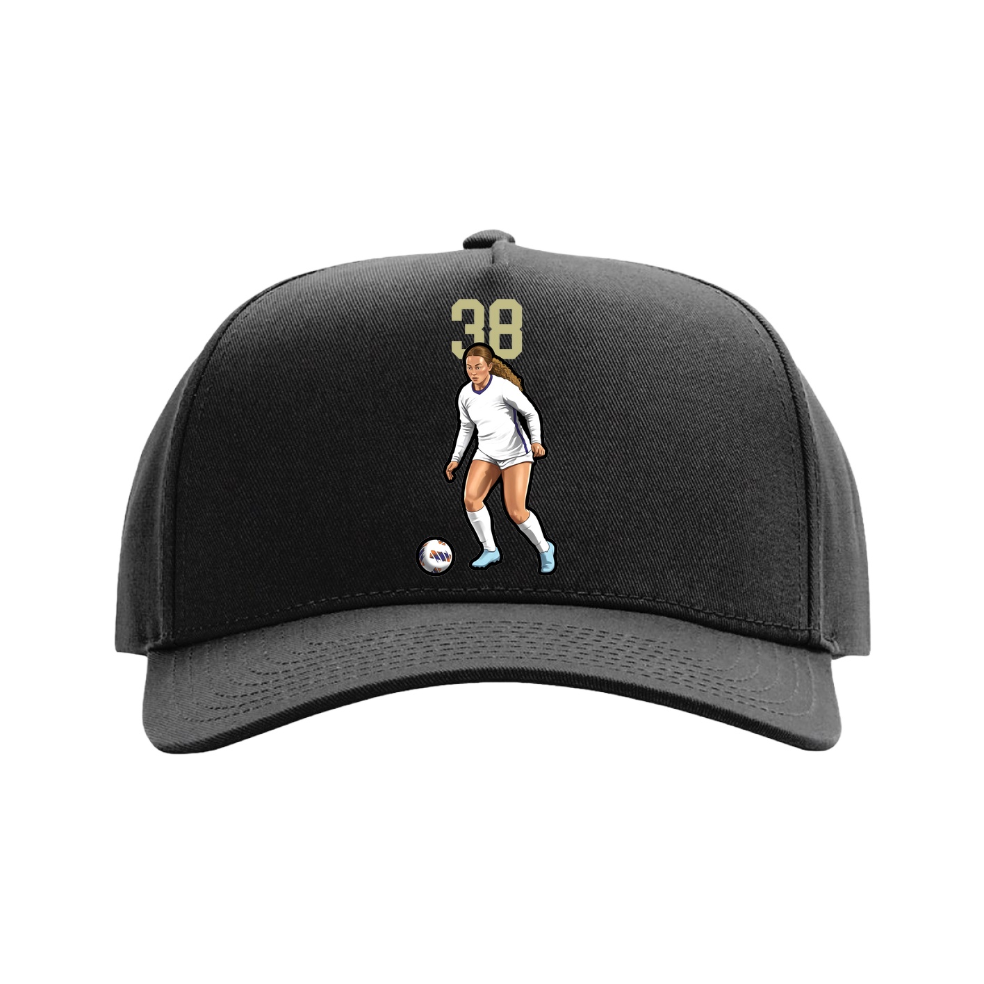 Full Fabric Five-Panel Champ Cap — Number Top in Black
