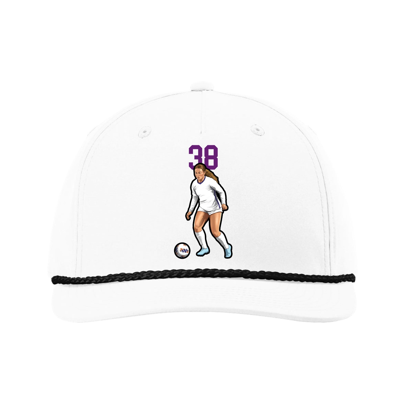Five-Panel Classic Rope Cap — Number Top in White